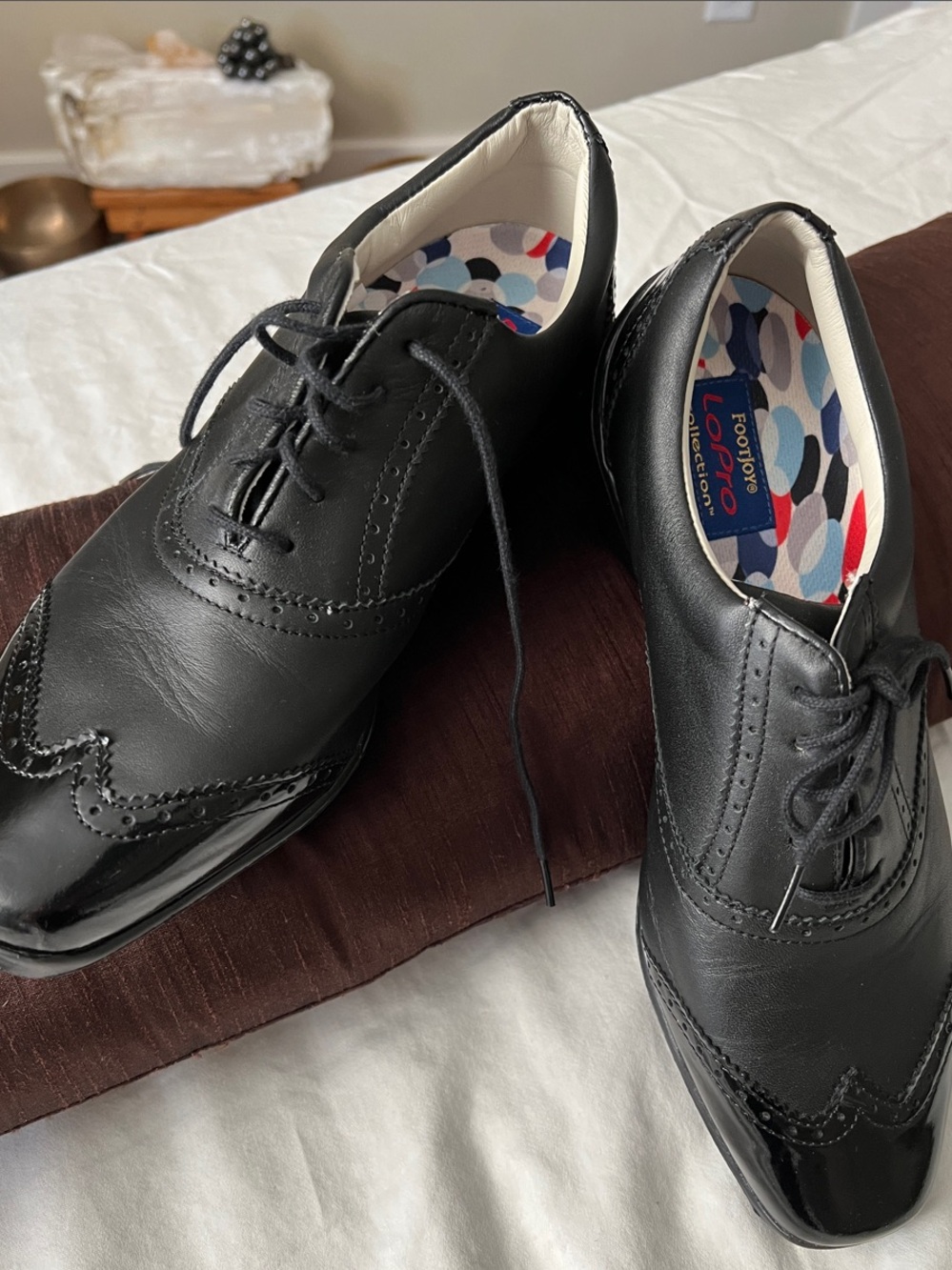 FootJoy LoPro Black Leather Wingtip Oxford Golf Shoes for women
